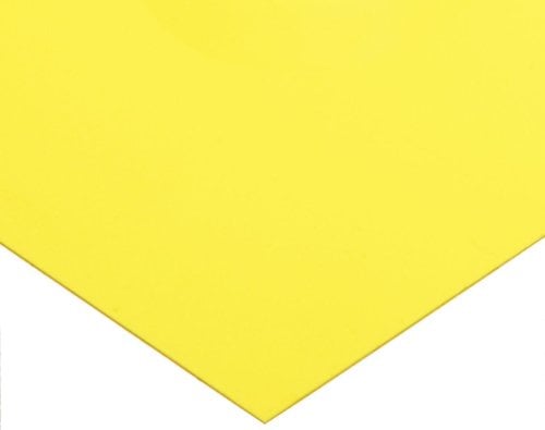 PVC (Polyvinyl Chloride) Shim Stock, Flat Sheet, Yellow, 0.020" Thickness, 10" Width, 20" Length (Pack of 1)