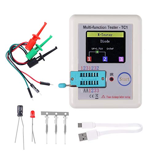 ACEIRMC LCR-TC1 Multi-Function Tester Colorful Display Pocketable Multifunctional TFT Backlight Transistor 1.8 inch for Diode Triode Capacitor Resistor Transistor LCR ESR NPN PNP MOSFET (LCR-TC1)