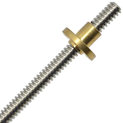 ReliaBot 400mm T8 T8x4 Tr8x4 Lead Screw and Brass Nut (Acme Thread, 2mm Pitch, 2 Start, 4mm Lead) for 3D Printer and CNC Machine Z Axis