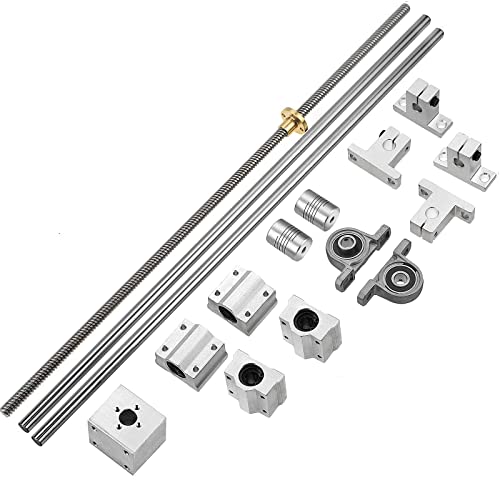 2PCS 8x350mm Linear Motion Rods & 8mm Lead Screw & 4PCS SK8 Rod Support & 4PCS SCS8UU & 2PCS KP08 Pillow Block & 2PCS Flexible Shaft Couplings for 3D Printer (Set of 16, 350mm)