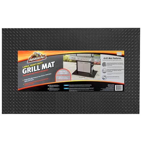 ArmorAll Heavy Duty Grill Mat | Protects Surfaces from Flame, Mildew, Stains and more | Non-Slip Backing | Polyvinyl Diamond Tread | Easy to Clean | 30 x 48 Inches