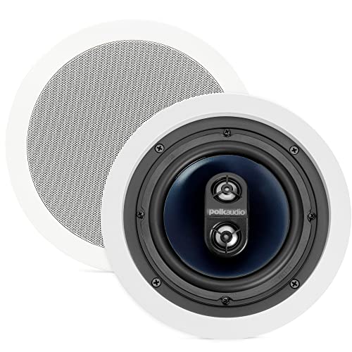 Polk Audio RC6s In-Ceiling 6.5" Stereo-Speaker | Dual Channel from a Single Location | Perfect for Damp and Humid Indoor/Outdoor Placement - Bath, Kitchen, Covered Porches (White, Paintable-Grille)