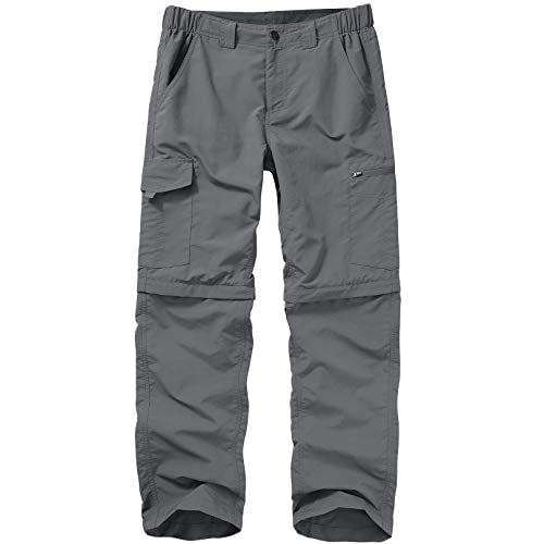 Mens Hiking Pants Convertible boy Scout Quick Dry Lightweight Zip Off Outdoor Fishing Travel Safari Pants,6226,Grey,36