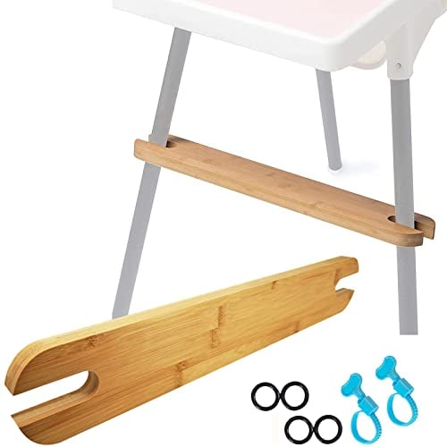 High Chair Footrest, Natural Bamboo Wooden Footrest Compatible with IKEA Antilop High Chairs Accessories, Adjustable HighChair Foot Rest