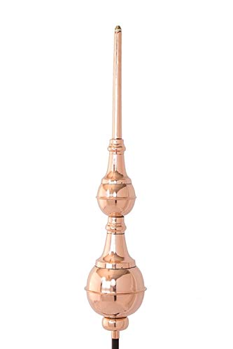 East Coast Weathervanes and Cupolas Buckingham Roof Finial Polished Copper (W/Box Cap)