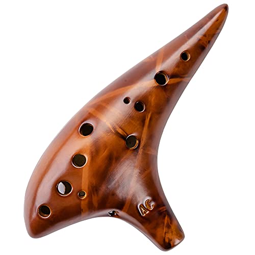 Ocarina,Strawfire12 Hole Ocarina Instrument,Alto C Ceramic Ocarina With Song Book Strap for Beginner Gift Idea(Yellow)