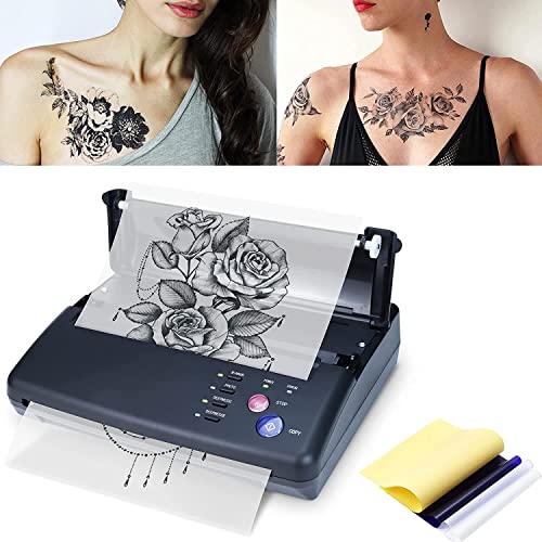 QIKIZAXE Thermal Copier Tattoo Stencil Transfer Copier Printer Permanent Tattoos with 20 Free Stencil Sheets for Temporary and Permanent Tattoos Black Update Version