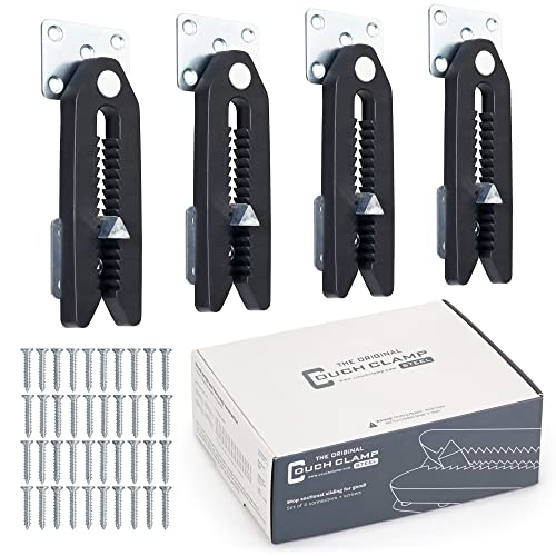 Couch Clamp STEEL Non-Slip Sectional Connectors for Sliding Sofas - Prevents Floor Scratches and Big Gaps in Your Couch with Easy Install (4 Pack)