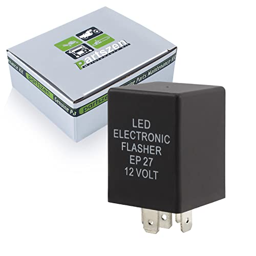 partszen 5 Pin EP27 FL27 12V 20A Electronic Flasher Relay Compatible LED Turn Signal Light Bulbs Hyper Blink Flash Fix