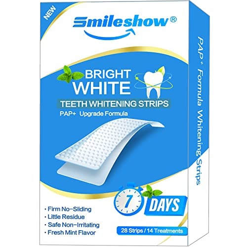 Smile Show Teeth Whitening Strips, Pap+ New Formula for Sensitive Teeth, 28 Strips/14Pack for a Course of Treatment