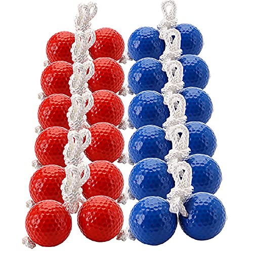 Cedilis 12 Pair Ladder Balls Replacement for Toss Match Golf Game Set Ladder Ball Bolas, Made from Real Golf Ball (6 Red + 6 Blue)