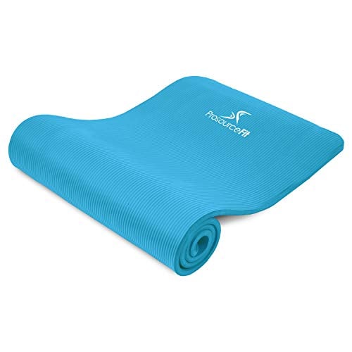 ProsourceFit 1 in Extra Thick Yoga Pilates Exercise Mat, Padded Workout Mat for Home, Non-Sip Yoga Mat for Men and Women, Aqua, 71 in x 24 in