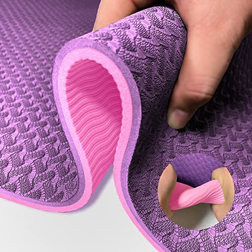 Yoga Mat 1/3 inch QMKGEC Exercise Mats 8mm TPE Non Slip Extra Thick High Density Eco Friendly for Yoga,Workout,Pilates,Yoga Mats for Women Men