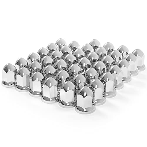 HQALTY 40Pcs Lug Nut Covers 33mm Bullet Flanged ABS Chrome Plastic Anti-Rust Push-on Nut Cover Caps for Semi Trucks