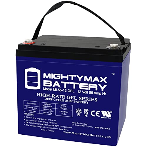 ML55-12GEL -12 Volt 55 AH, GEL Type, Internal Thread (INT) Terminal, Rechargeable SLA AGM Battery