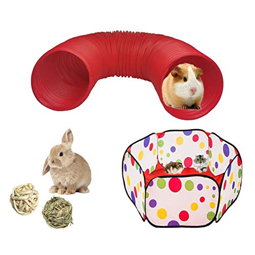 Hamiledyi Small Pet Collapsible Tunnel, Portable Hamster Outdoor/Indoor Playpen, Guinea Pig Fun Hideout Accessories Tent Toys for Bunnies Rats Gerbils Ferrets