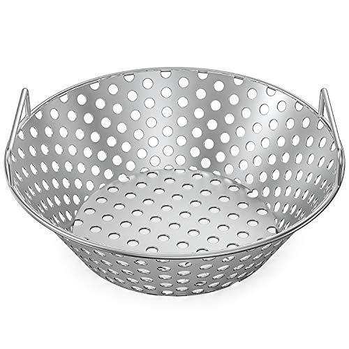 Skyflame 14 Inch Stainless Steel Charcoal Basket Accessories Compatible with Kamado Joe Classic | Large Big Green Egg | Pit Boss | Louisiana Grills & Other Grills - New Version of Hollow Holes Design