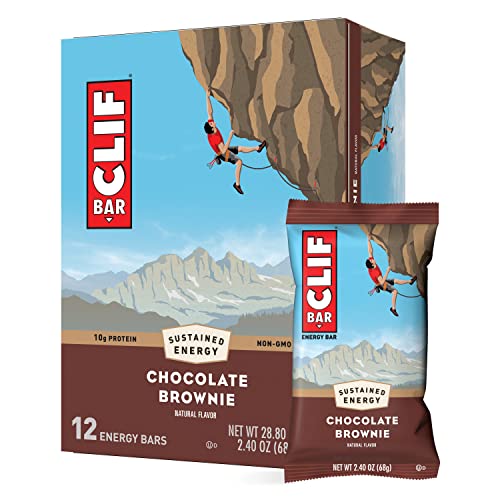 CLIF BARS - Energy Bars - Chocolate Brownie - Made with Organic Oats - Plant Based Food - Vegetarian - Kosher (2.4 Ounce Protein Bars, 12 Count) Packaging May Vary