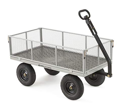 Gorilla Carts GOR1001-COM Heavy-Duty Steel Utility Cart with Removable Sides, 1000-lbs. Capacity, Gray