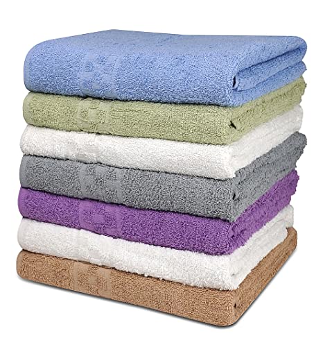 ZUPERIA 7-Pack Multicolor Bath Towels - 30" x 54" - Ultra Soft 100% Cotton Large Bath Towels- Highly Absorbent for Bathroom, Pool, Gym, Spa,andHotelUse