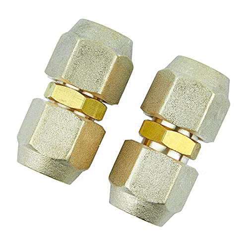 Timsec 2Packs AC Copper Pipe Extension Joint Connectors, Air Conditioning Pipe Coupling Adapters with Flare Nuts and Connectors, Free Welding, For Butt Copper Tube Diameter 1/2" (12.7mm)