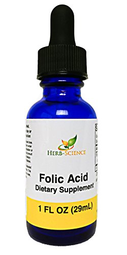 Herb-Science Liquid Vitamin B9 Folic Acid Supplements - VIT B Drops for Brain & Digestive Function, Liver Support - Gluten-Free, Non-GMO, Vegan - Nutritional Supplement for Adults - 1 fl. oz.