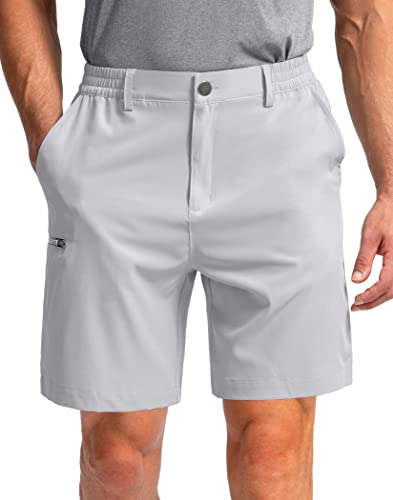 Pinkbomb Men's Golf Shorts with 6 Pockets Stretch Quick Dry Hiking Work Dress Shorts for Men (Bright Grey, 3X-Large)