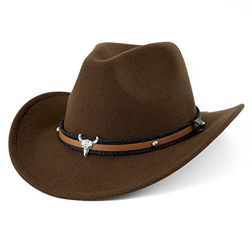 DOCILA Western Outback Cowboy Hat Men Women Cowgirl Hat Brown Style Fur Felt American Hats for Country Rodeo Outfit Accessories