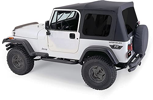 Rampage Complete Soft Top | Vinyl, Black Diamond Color with Tinted Windows, includes Frame & Hardware | 68035 | Fits 1976 - 1995 Jeep Wrangler & CJ7, with Full Steel Doors