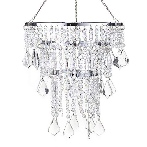 Sunli House Acrylic Chandelier lampshade Mini Crystal Beaded Fixture Pendant Ceiling Light Shade for Wedding Bedroom Hallway Bathroom H11.4''X D9.84''