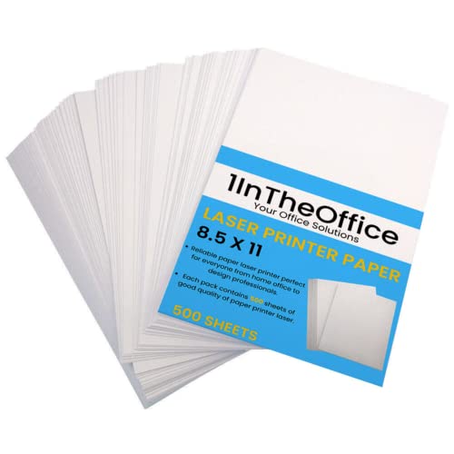 1InTheOffice, Laser Printer Paper, Laser Paper 8.5 x 11, 24 lb Laser Printer Paper, White, 500 Pack.