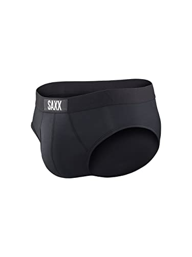 SAXX Men's Underwear  ULTRA Super Soft Briefs for Men with Built-In Pouch Support - Black, Large