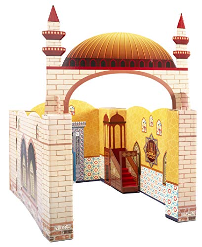 My Portable Cardboard Playhouse Masjid for Muslim Kids-Educational Interactive Toy for Learning Praying,Quran Book,Pray and Islam-Teach Salah with Prayer Mat/Rug/Carpet-Best Islamic Gift for Children