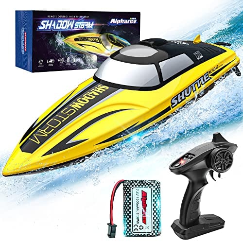 ALPHAREV RC Boat - R208 20+ MPH Fast Remote Control Boat for Pool & Lake, 2.4GHz RC Boats for Adults & Kids, RC Speed Boat with Rechargeable Battery, Summer Outdoor Water Toys Birthday Gifts for Boys
