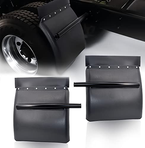 TORQUE Quarter Fenders for Semi Truck, 24" x 24" Black Poly, Tube Bracket and Mounting Hardware Included, Right Left, Plastic Quarter Fender Kit Set (TRQF311)