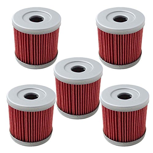 HIFROM Pack of 5 Oil Filter Replacement for Suzuki DRZ400E DRZ400S DRZ400SM 2000-2013 Replace HF139 & KN139