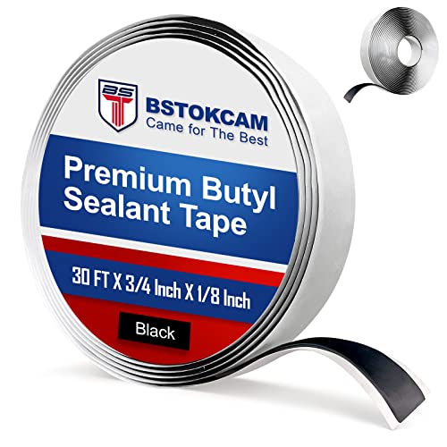 BSTOKCAM Multi Functions Butyl Tape - 30 FT x 3/4" x 1/8" - RV Butyl Tape Sealant - Butyl Rubber Caulk Tape - Window Roof Sealant Repair Tape Automotive - Premium Butyl Tape - Black