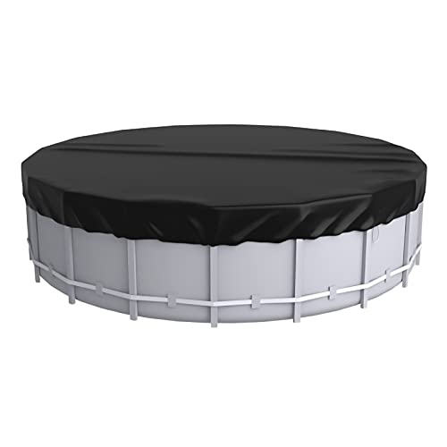 LSESEN 15 FT Pool Cover for Above Ground Pool Cover Dollar Dust Pool Cover Protector with Drawstring Design Waterproof and Dustproof - Black Pool Tarp Dustproof Cover.
