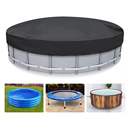 15 Ft Round Pool Cover, Solar Pool Cover for Above Ground Pools - Upgraded Hot Tub Cover with Drawstring Design to Keep Sturdy, Easy to Install, Waterproof and Dustproof (Black)