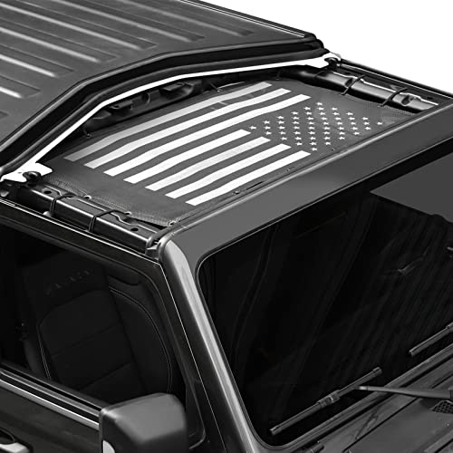 JeCar JL Sunshade Mesh Bikini Top Roof Sun Shade Exterior Accessories Compatible with Jeep Wrangler 2018-2023 JL JLU & 2020-2023 Gladiator JT, American Flag