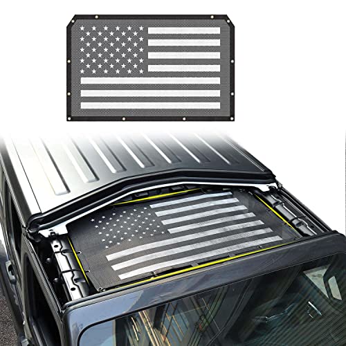 American Flag Sun Shade Mesh Bikini Top Sunshade UV Protection for 2018-2023 Jeep Wrangler JL JLU & 2020-2023 Jeep Gladiator JT