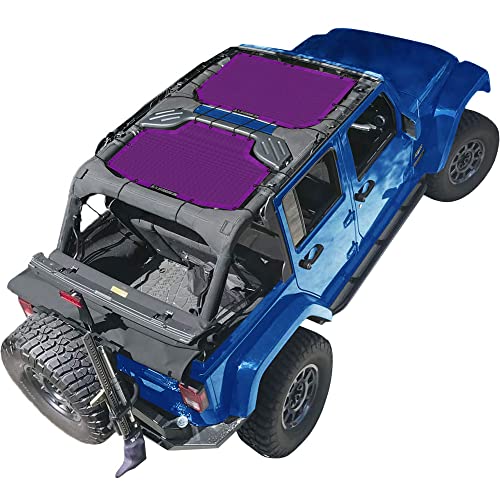 Alien Sunshade Jeep Wrangler JKU (2007-2018)  Front & Rear Mesh Sun Shade for Jeep JK Unlimited - Blocks UV, Wind, Noise - Bikini Jkini Top Cover for Sport, Sport S, Sahara, Rubicon (Purple)