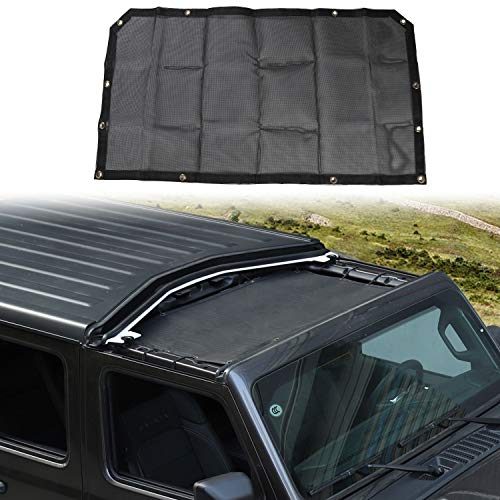 JeCar JL Sunshade Mesh Bikini Top Roof Sun Shade Exterior Accessories Compatible with Jeep Wrangler 2018-2023 JL JLU & 2020-2023 Gladiator JT, Black