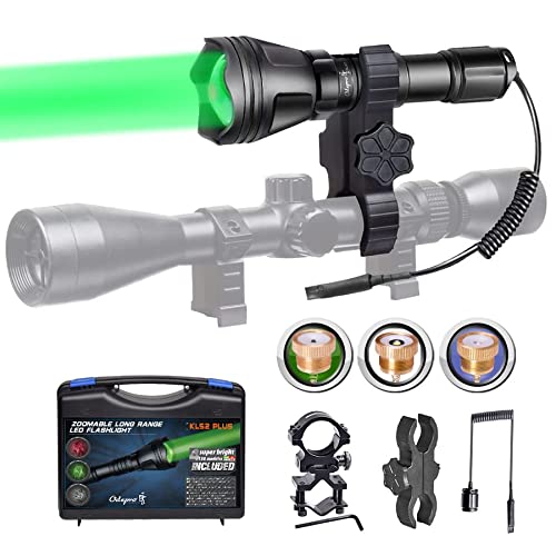 Odepro KL52Plus Zoomable Hunting Light with Red Green White IR850 Interchangeable Modules, Predator Flashlight with Pressure Switch, for Hog Coyote and Varmint Hunting