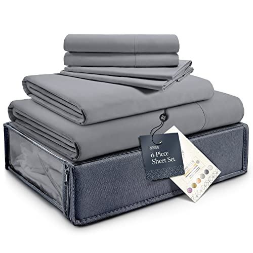 BELADOR Silky Soft King Sheet Set - Luxury 6 Piece Bed Sheets for King Size Bed, Secure-Fit Deep Pocket Sheets with Elastic, Breathable Hotel Sheets and Pillowcase Set, Wrinkle Free Oeko-Tex Sheets