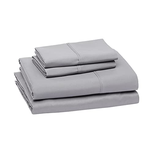 Amazon Basics Lightweight Super Soft Easy Care Microfiber Bed Sheet Set with 14" Deep Pockets - King, Dark Gray