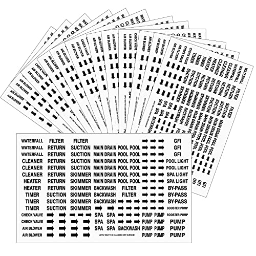 2500 Pcs Pool Equipment Identification Labels Waterproof Sticker Labels for Swimming Pool, Plumbing, and Piping, Easily Mark Different Equipment of Your System, 125 Adhesive Labels Each Sheet (White)