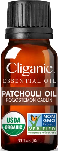 Cliganic Organic Patchouli Essential Oil - 100% Pure Natural Undiluted, for Aromatherapy Diffuser | Non-GMO Verified