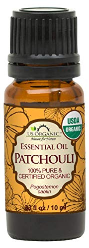 US Organic 100% Pure Patchouli Essential Oil - USDA Certified Organic, Steam Distilled - W/Euro droppers (More Size Variations Available) (10 ml / .33 fl oz)