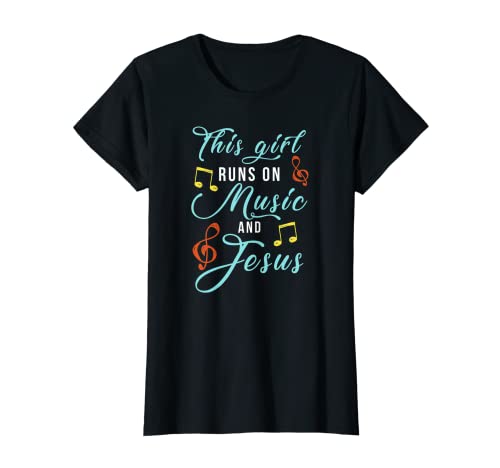 Jesus & Music Christian T-Shirt - Musical Theme Girl Design